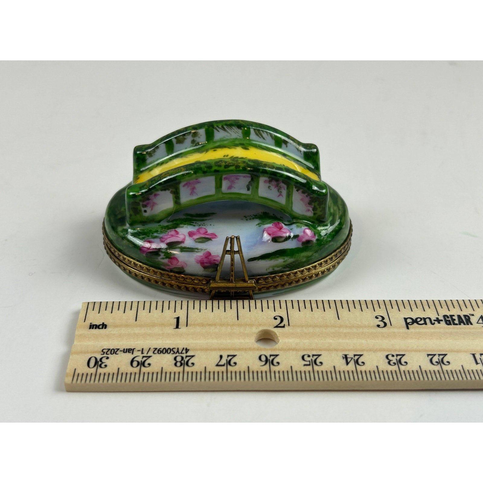 Limoges France Hand Painted Bridge Trinket Box Peint Main