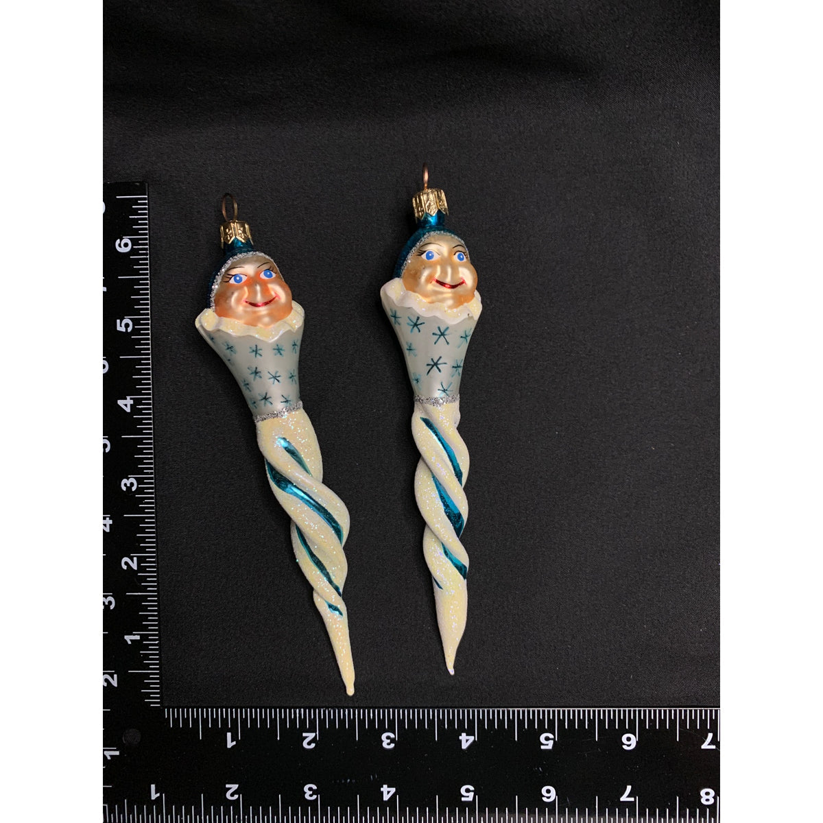 Christopher Radko 1998 Jack Frost Jr Blue Icicle Ornaments 98-265-0 Pair