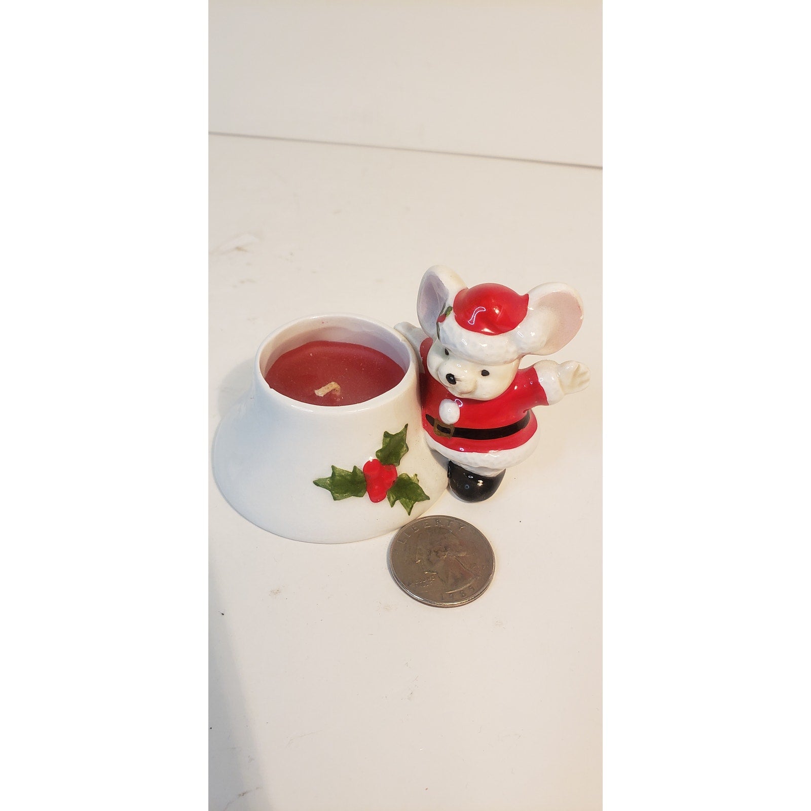 Vintage Fitz & Floyd Santa Mouse Candle Holder 1978 Hand Painted Japan