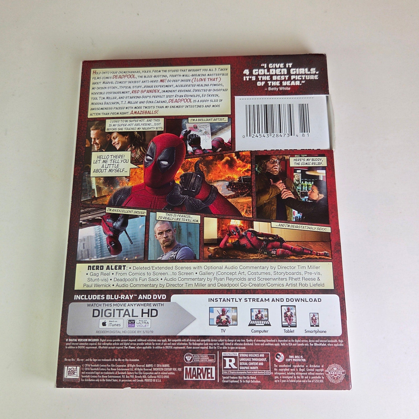 Deadpool Blu-ray DVD Digital HD Target Exclusive Slipcover + Postcards