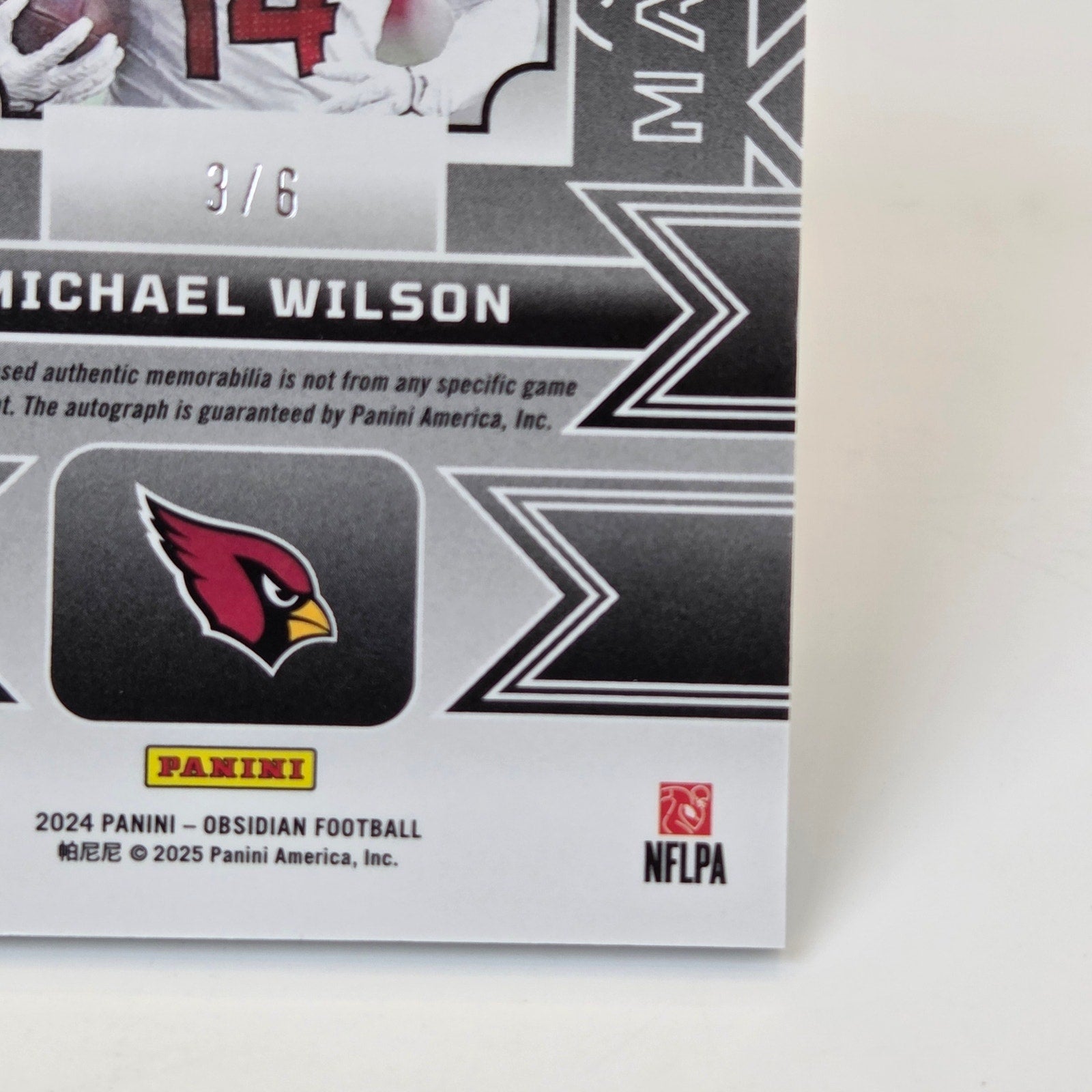 2024 Panini Obsidian Michael Wilson Nike Swoosh Patch Auto /6 Cardinals
