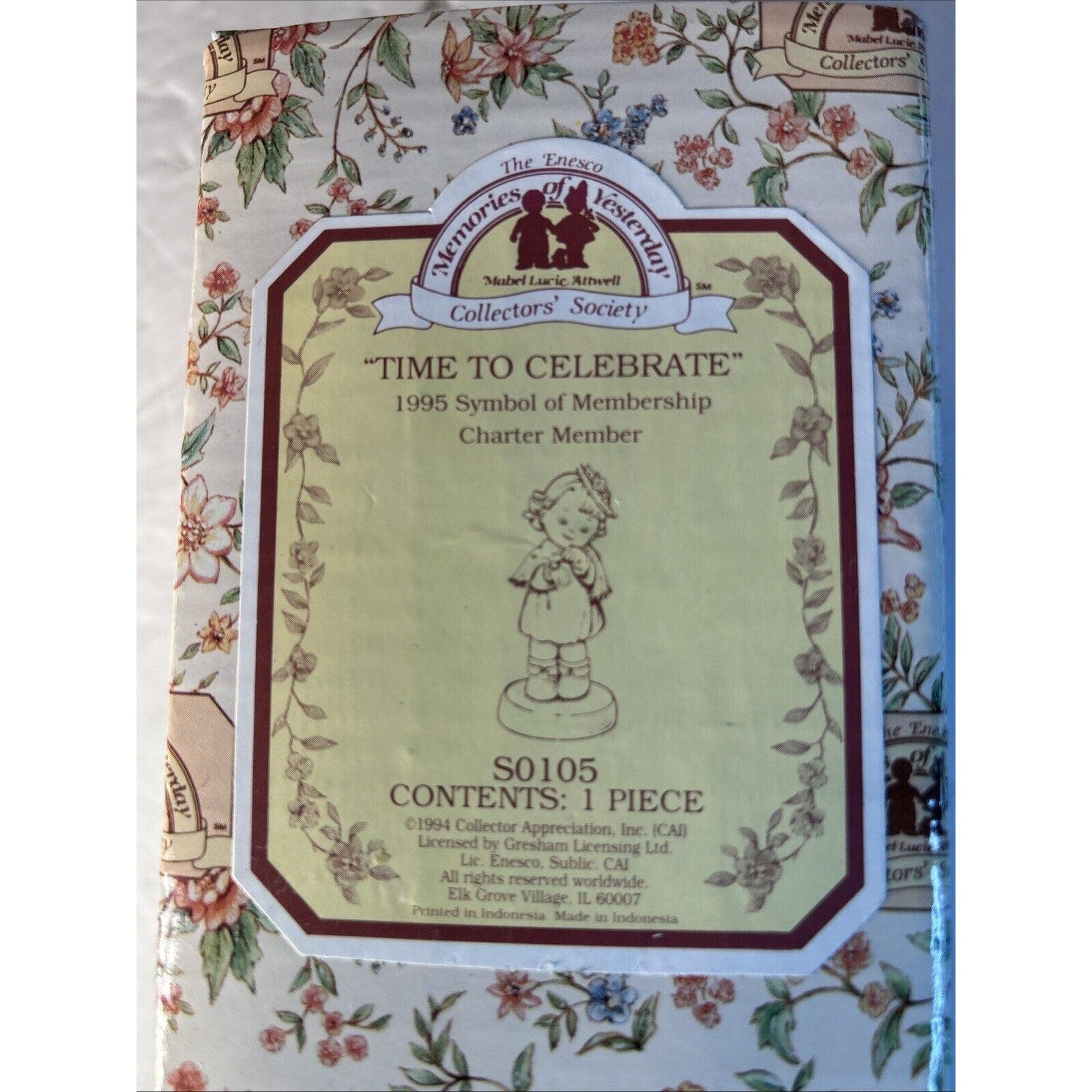 Enesco Memories of Yesterday Collectors Society 1995 "A Time to Celebrate" S0105