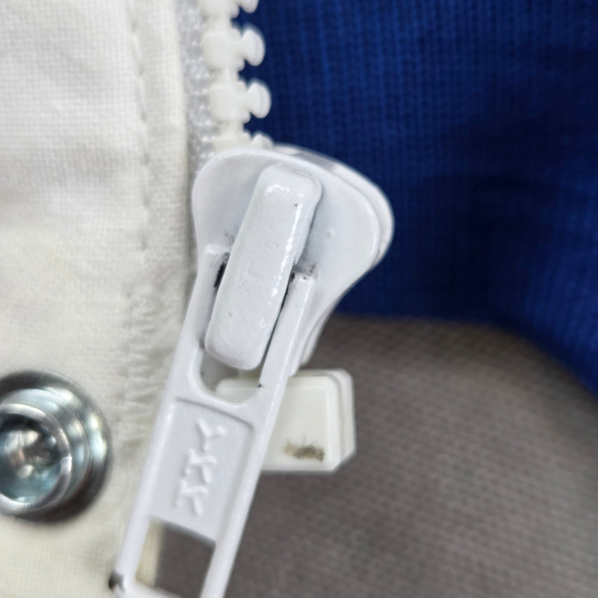 Vintage Swingster Ecolab USA Cotton Bomber Jacket Small White Blue Full Zip