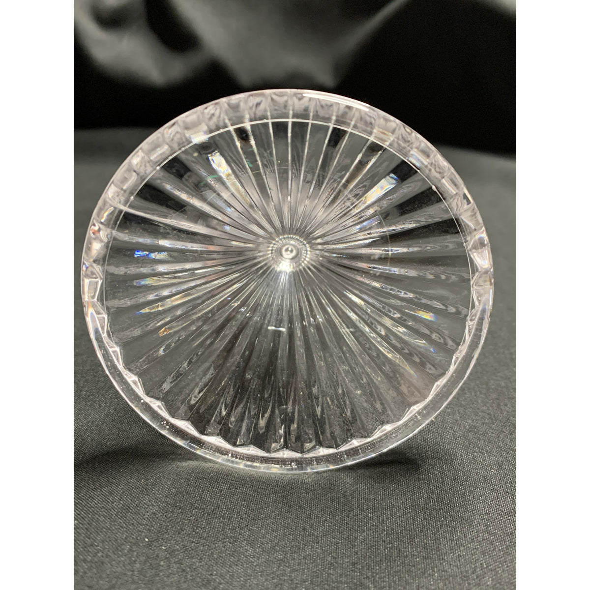 Clear Glass Taper Candle Holder Fluted Column Fan Ribbed Base Single