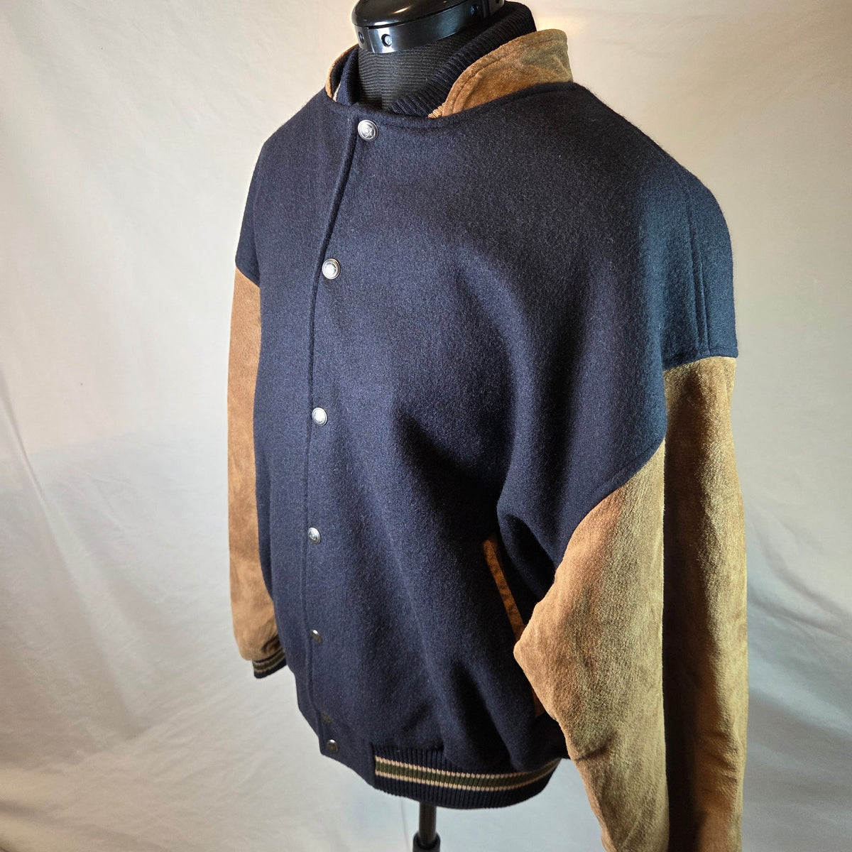 Vintage Pepsi Wool Leather Varsity Jacket Made in Canada Promo Button Front