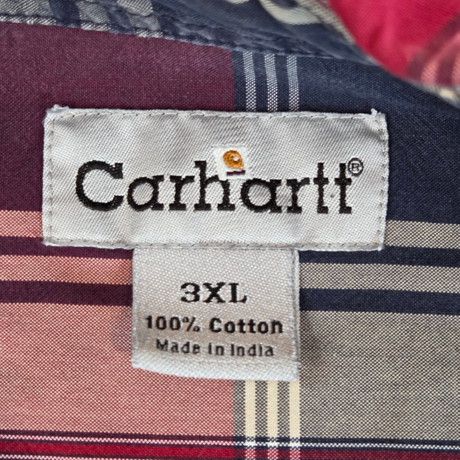 Carhartt Plaid Button Shirt 3XL Cotton Long Sleeve Workwear Tear Flaw