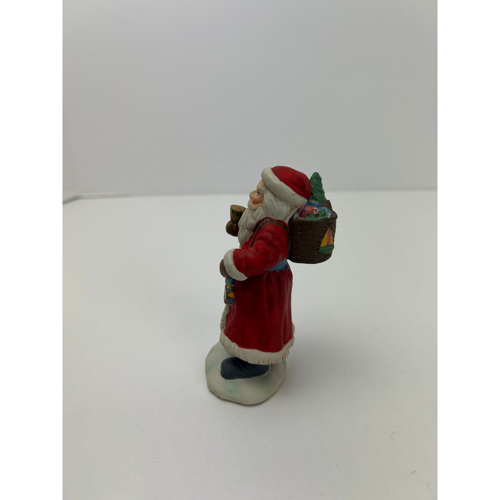 Christmas Traditions 4" Ceramic Santa Figurine Red Coat Hand Painted w Box