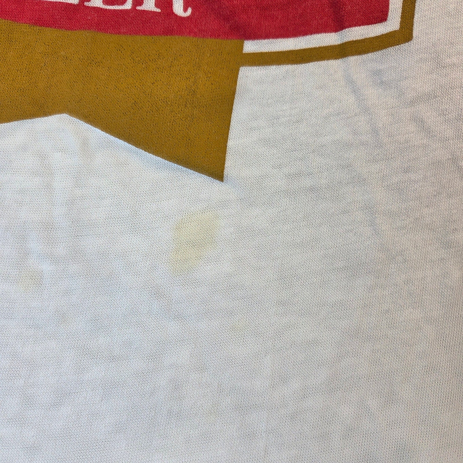 Schmidt Beer Vintage 1980s Ringer T Shirt Medallion USA Medium Stained M