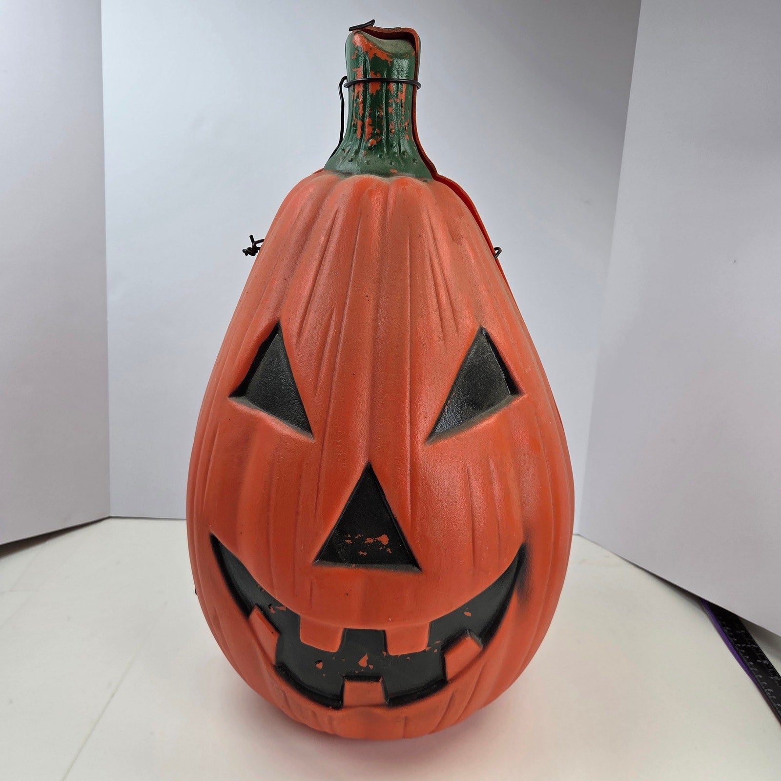 Vintage 22" Blow Mold Jack O Lantern Pumpkin 2 Piece Halloween Unmarked