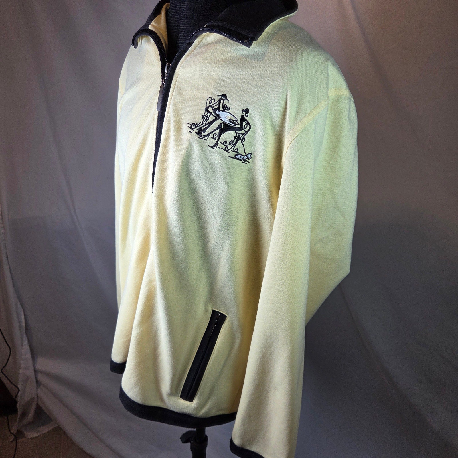 Koret Womens L Full Zip Knit Jacket Cafe Scene Embroidered Macau Vintage 90s