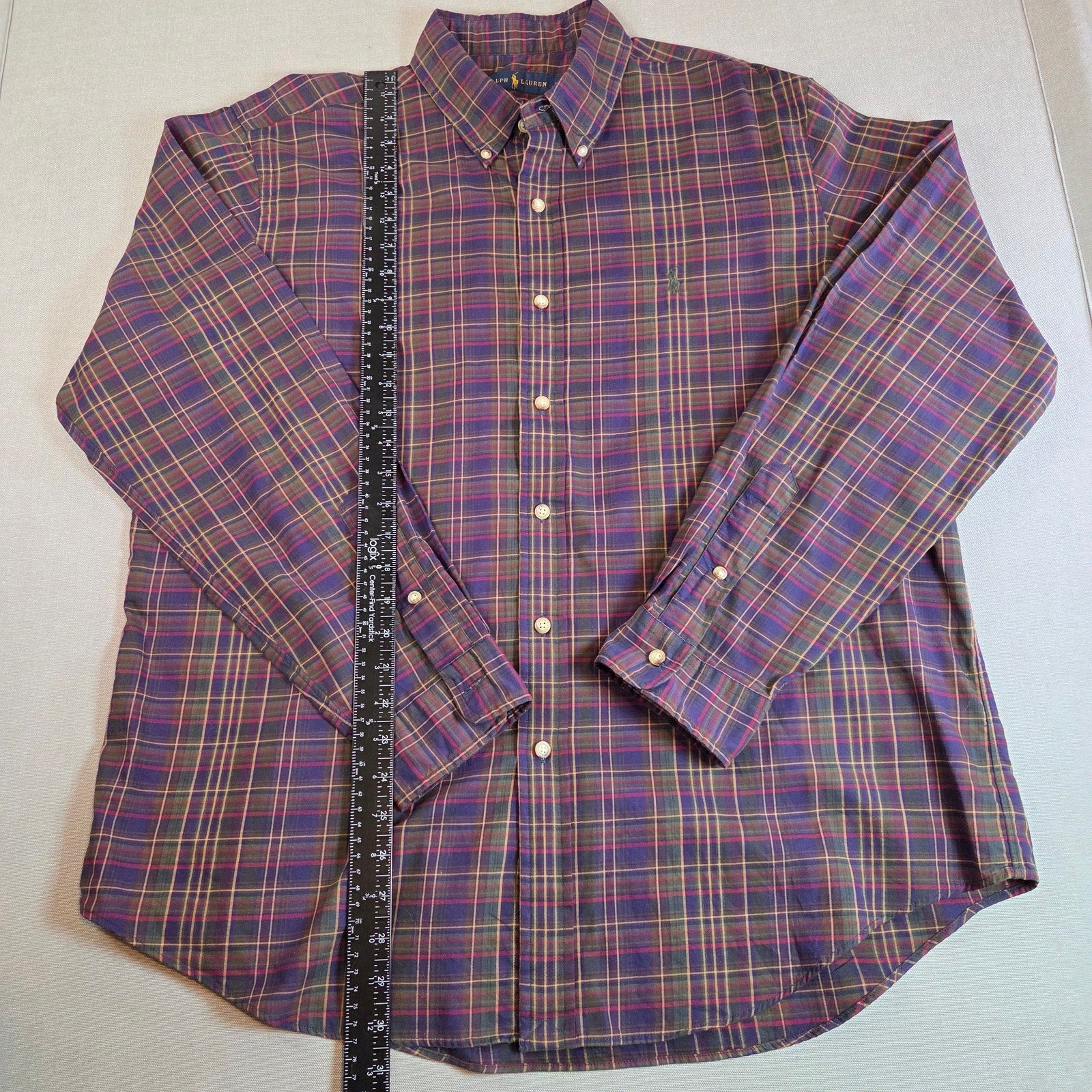 Ralph Lauren Polo XL Plaid Button Down Shirt Long Sleeve Cotton Made India