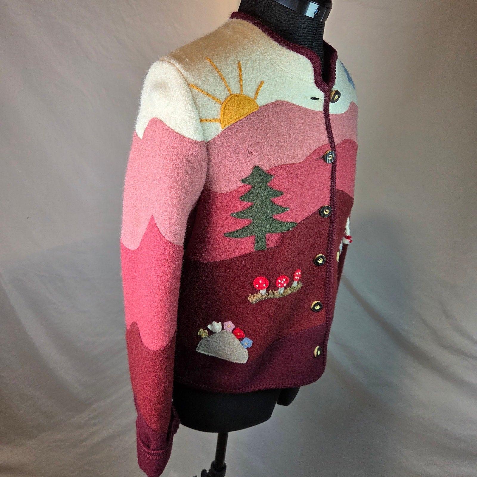Giesswein Tirol Boiled Wool Storybook Cardigan Jacket Austria EU 38 Vintage