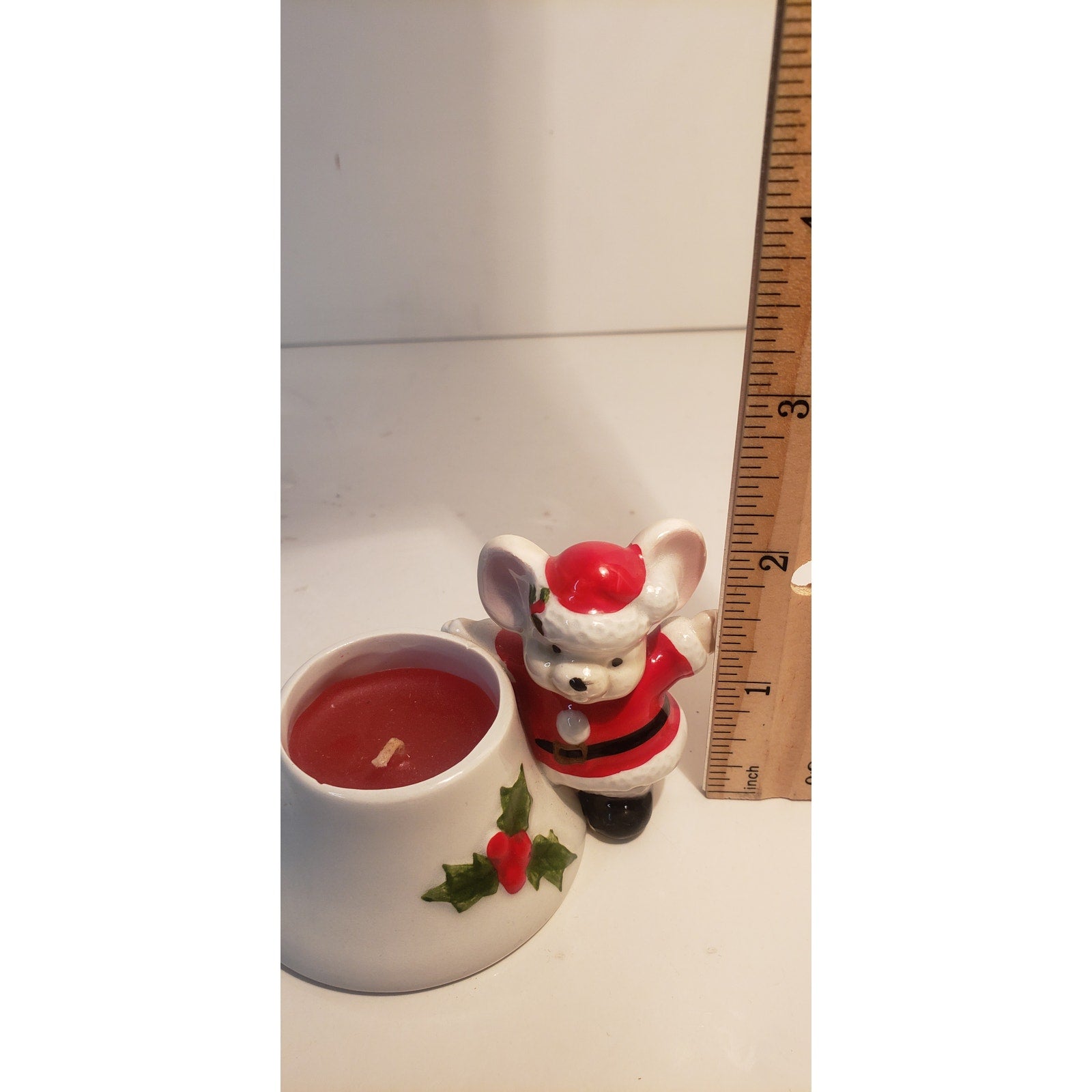 Vintage Fitz & Floyd Santa Mouse Candle Holder 1978 Hand Painted Japan