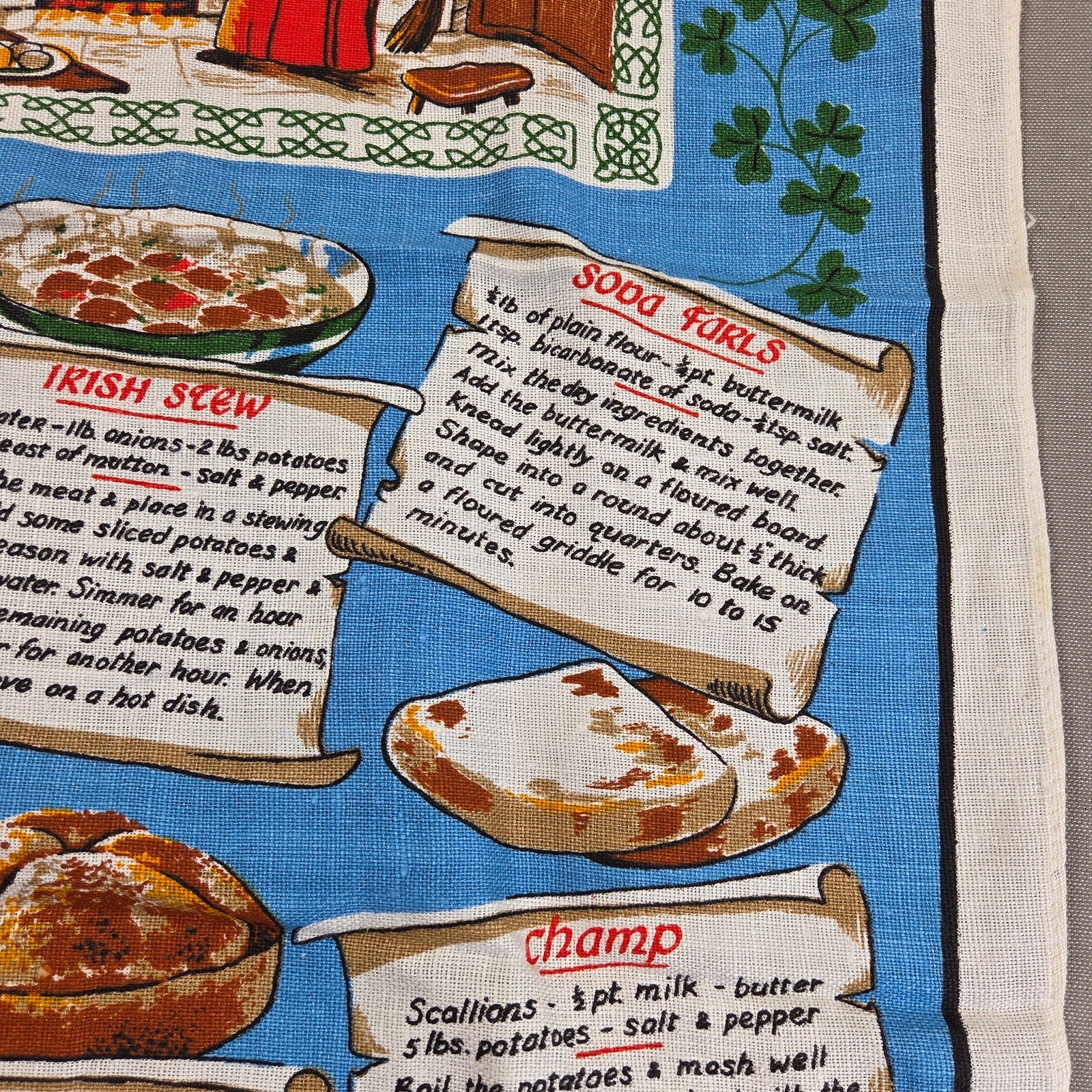 Vintage Fingal Traditional Irish Recipes 100% Linen Tea Towel Made Ireland
