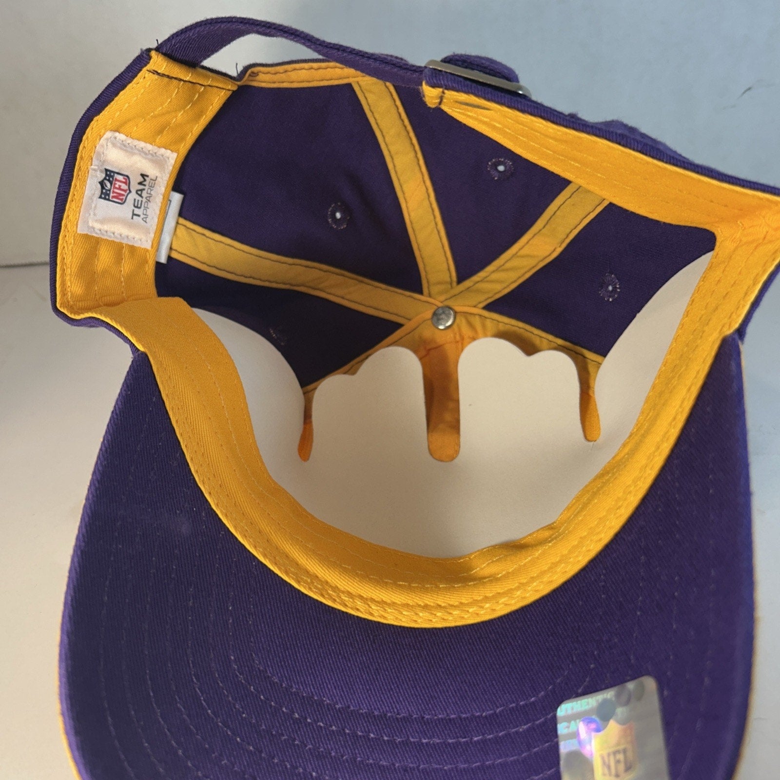 Minnesota Vikings NFL Team Apparel Gold Purple Adjustable Hat OSFA New