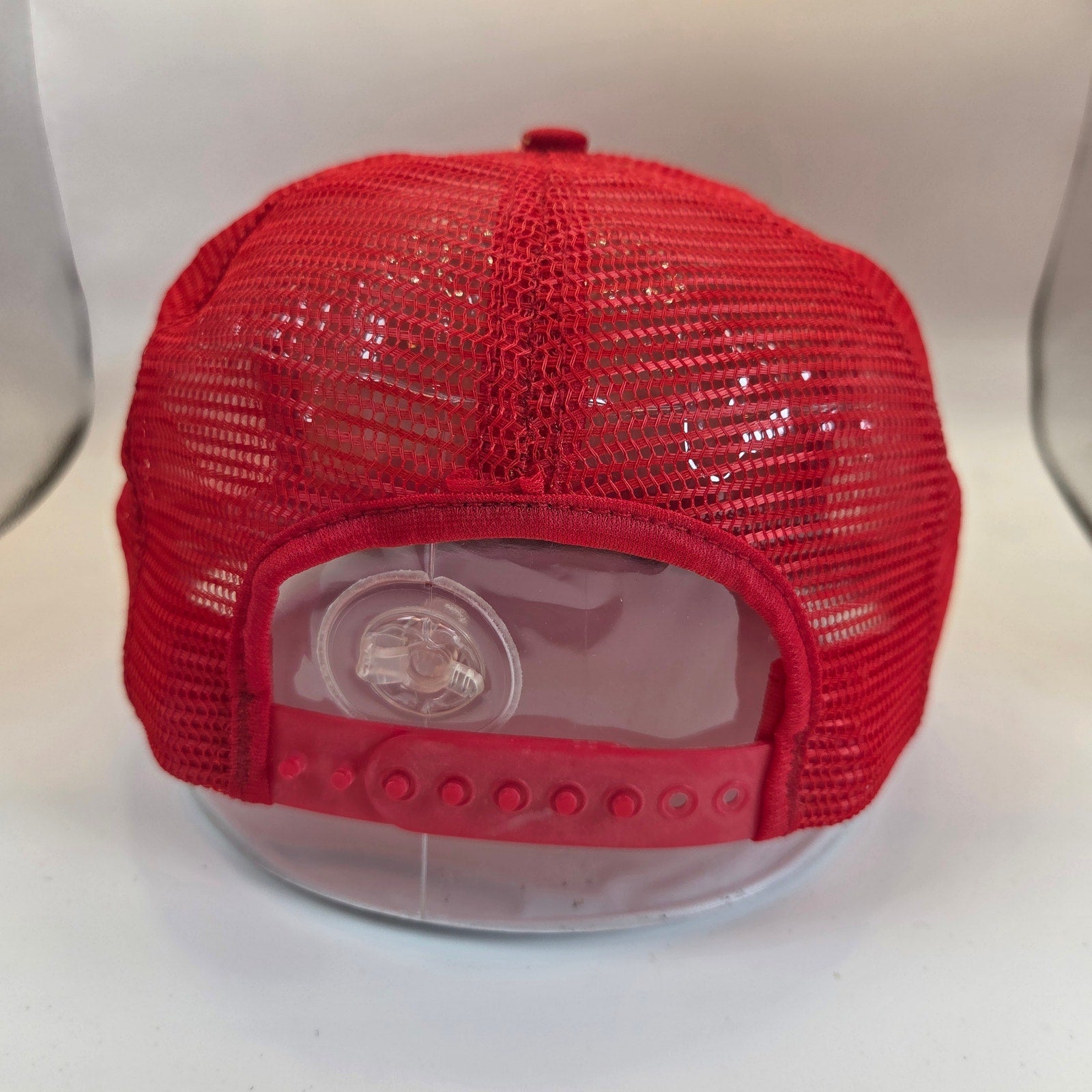 Vintage Fireman Novelty Mesh Trucker Snapback Hat Made USA Foam Cap Red