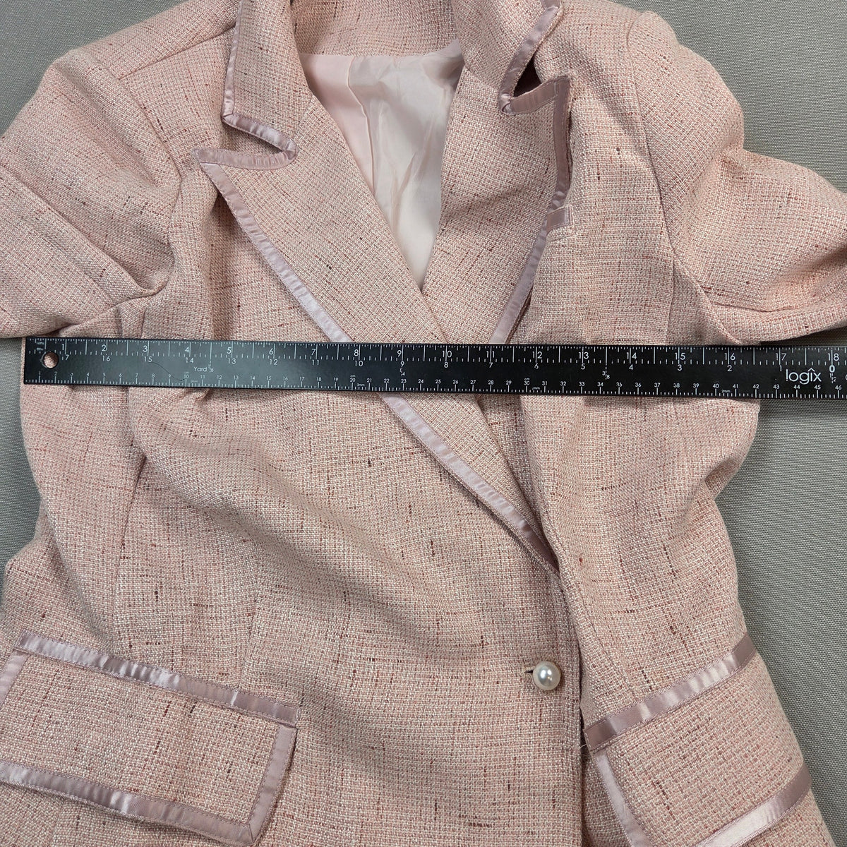 Unbranded Womens Small Pink Tweed Look Pantsuit Blazer Wide Leg Pants Set
