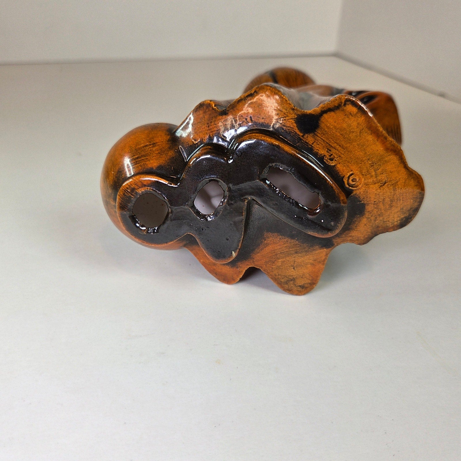 Vintage Ceramic Figurine Native American Girl Holding Pottery Brown Glaze 7.75"