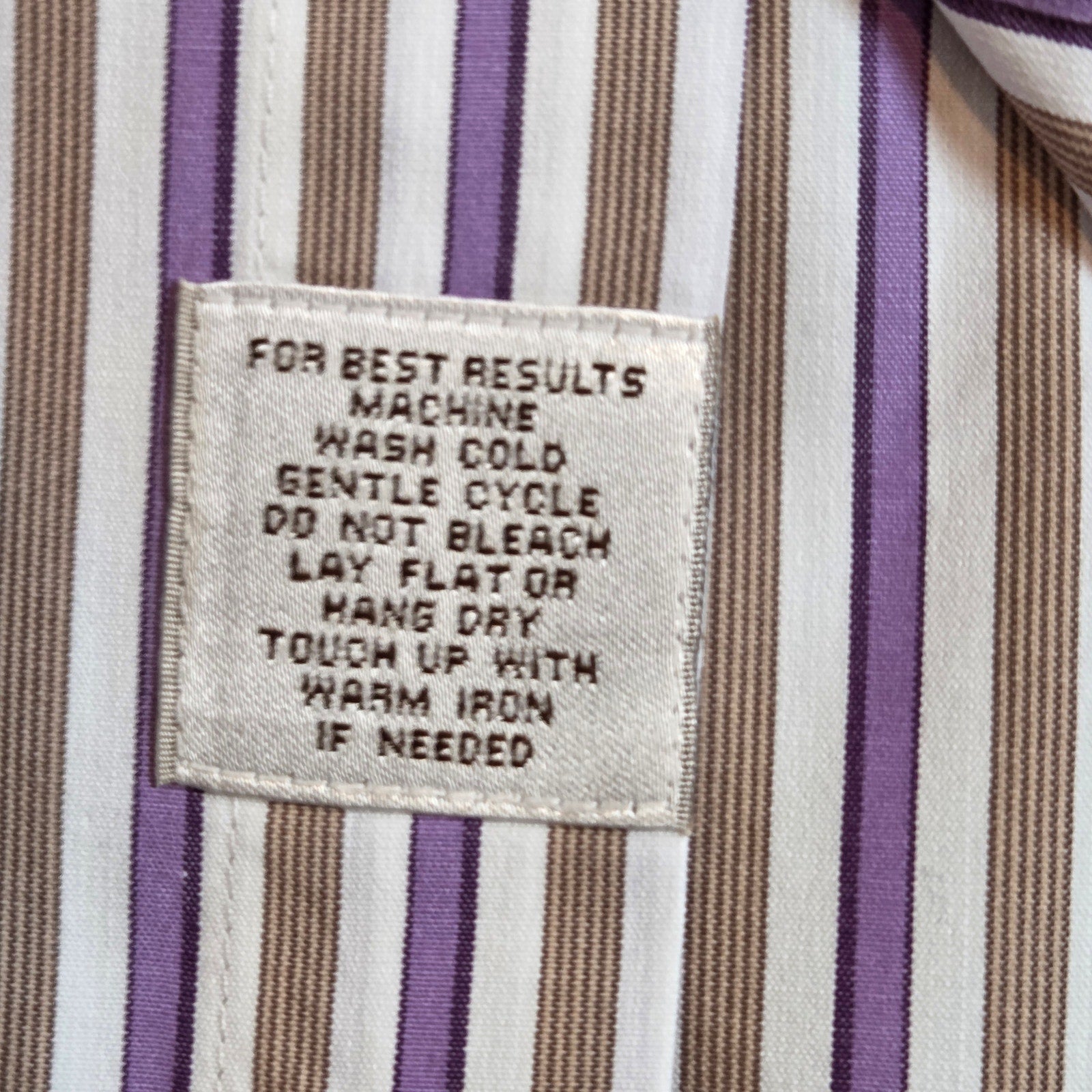 Peter Millar XL Stripe Button Down Shirt Purple Brown Cotton Long Sleeve