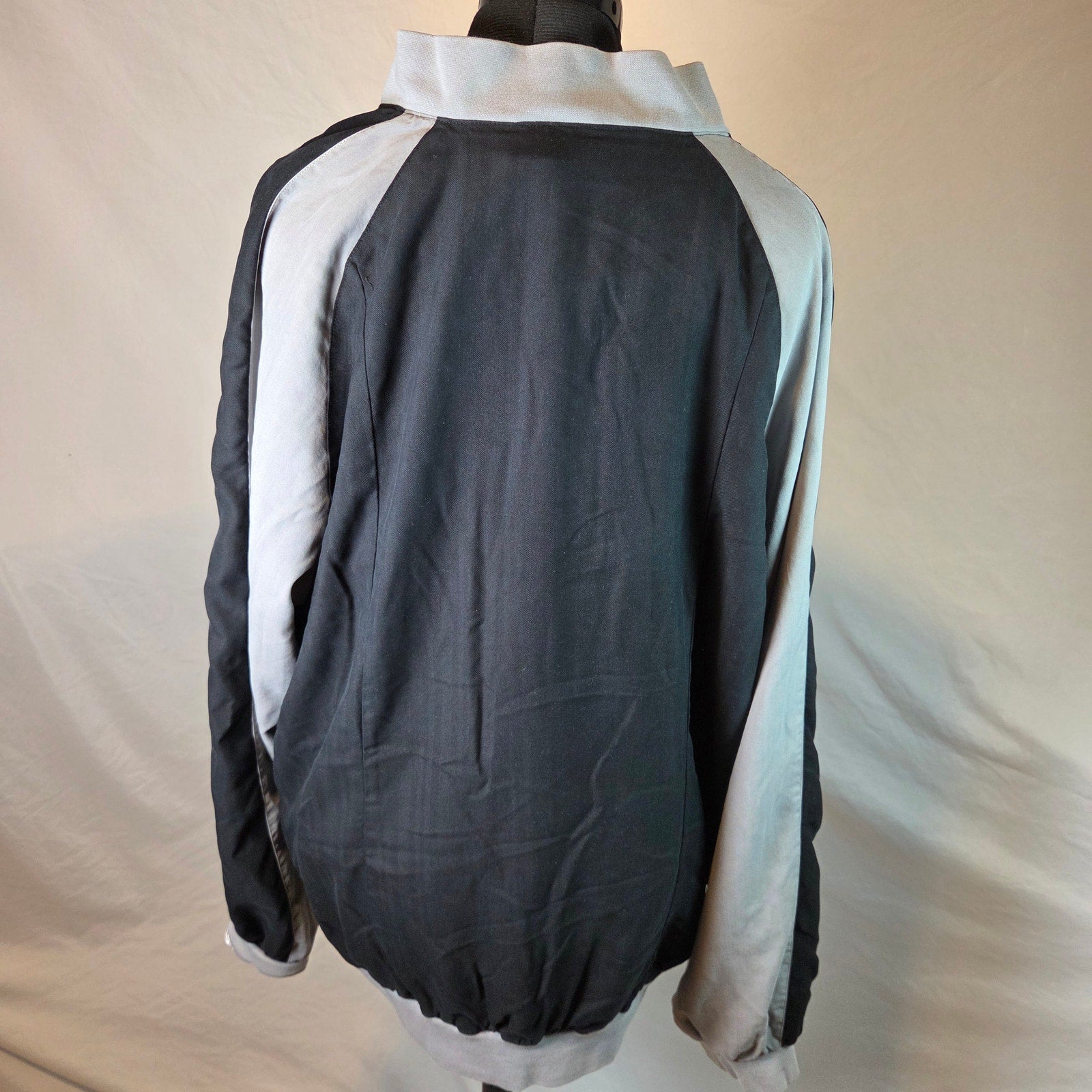 Vintage Tulliano 100% Silk Bomber Jacket Men's 2XT Black Gray Full Zip Y2K