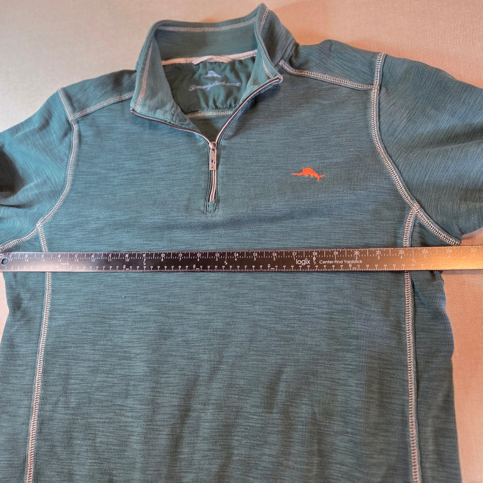 Tommy Bahama XL 1/4 Zip Pullover Sweater Blue Dolphin Logo Cotton Blend