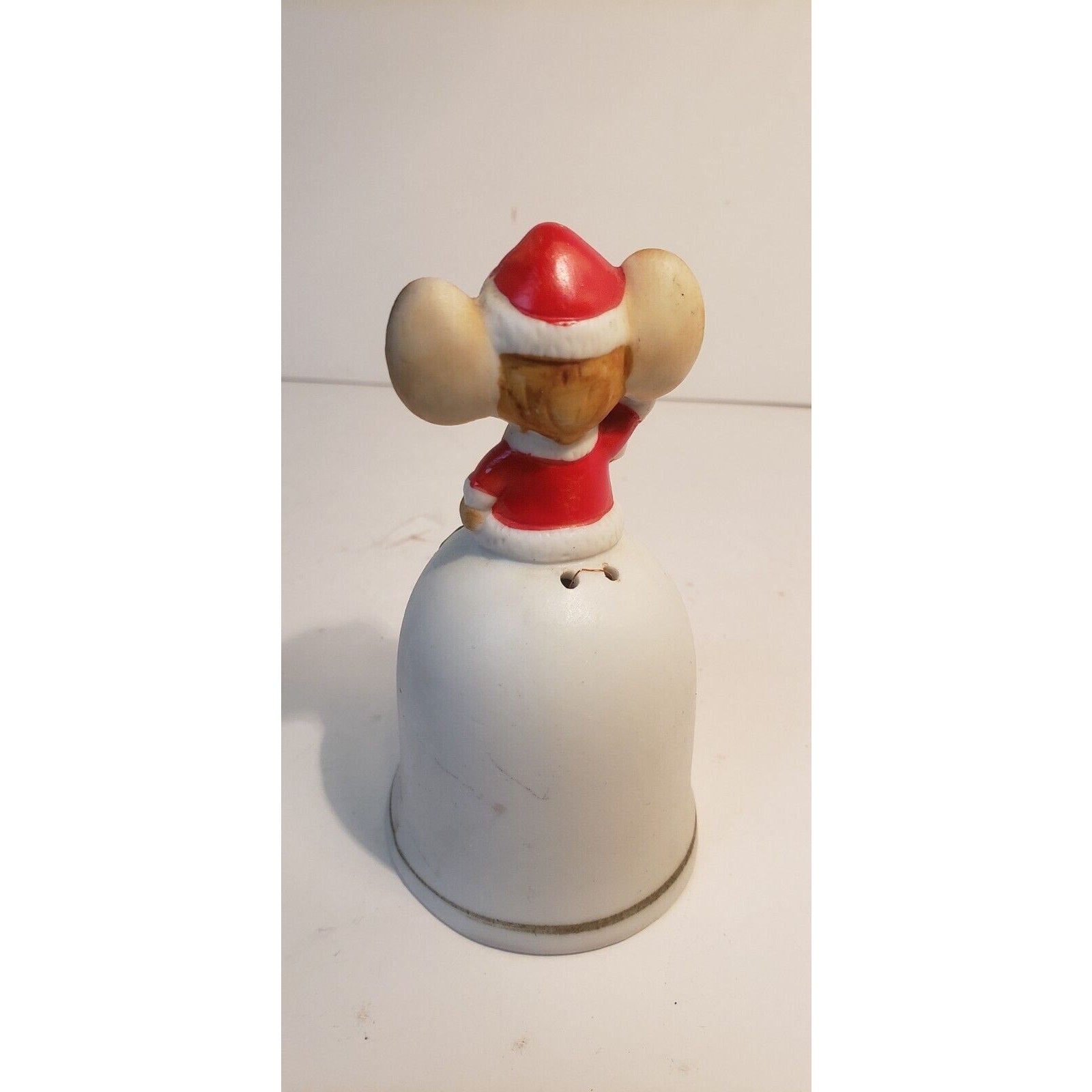 Vintage Christmas Ceramic Bell - mouse holding candy cane