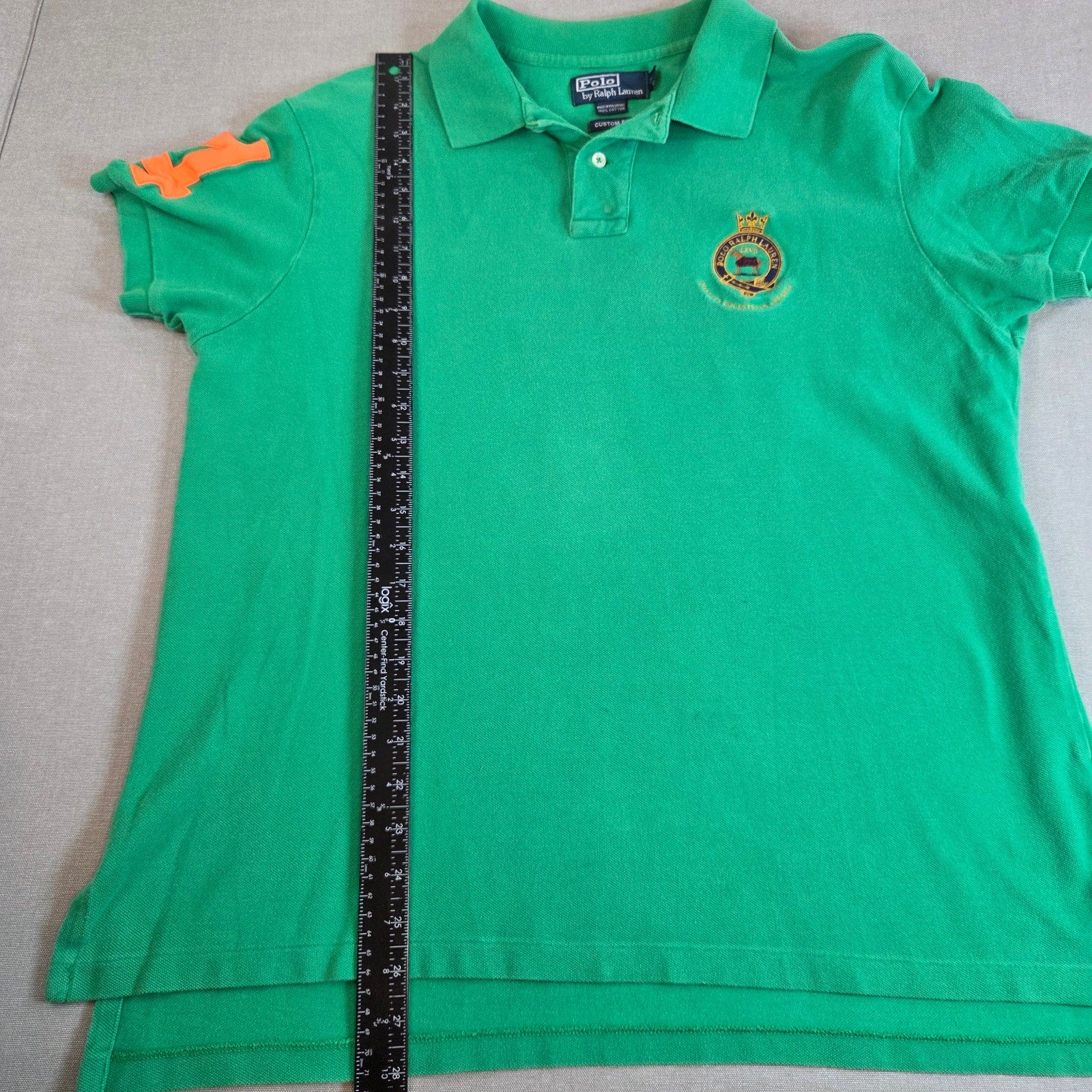 Polo Ralph Lauren Custom Fit Green Crest Polo Shirt XL #4 Sleeve