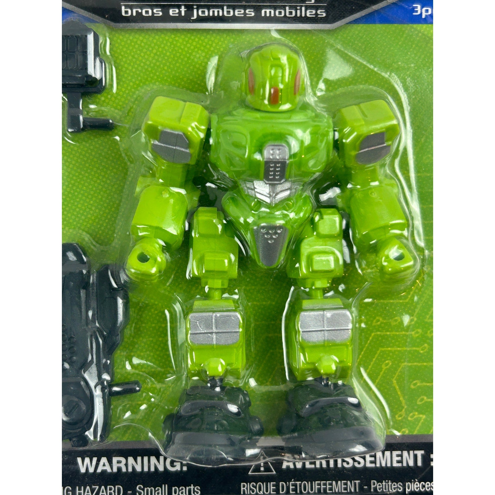 Your Action Hero Robot Figure Green 3pc Movable Arms Legs Carded New