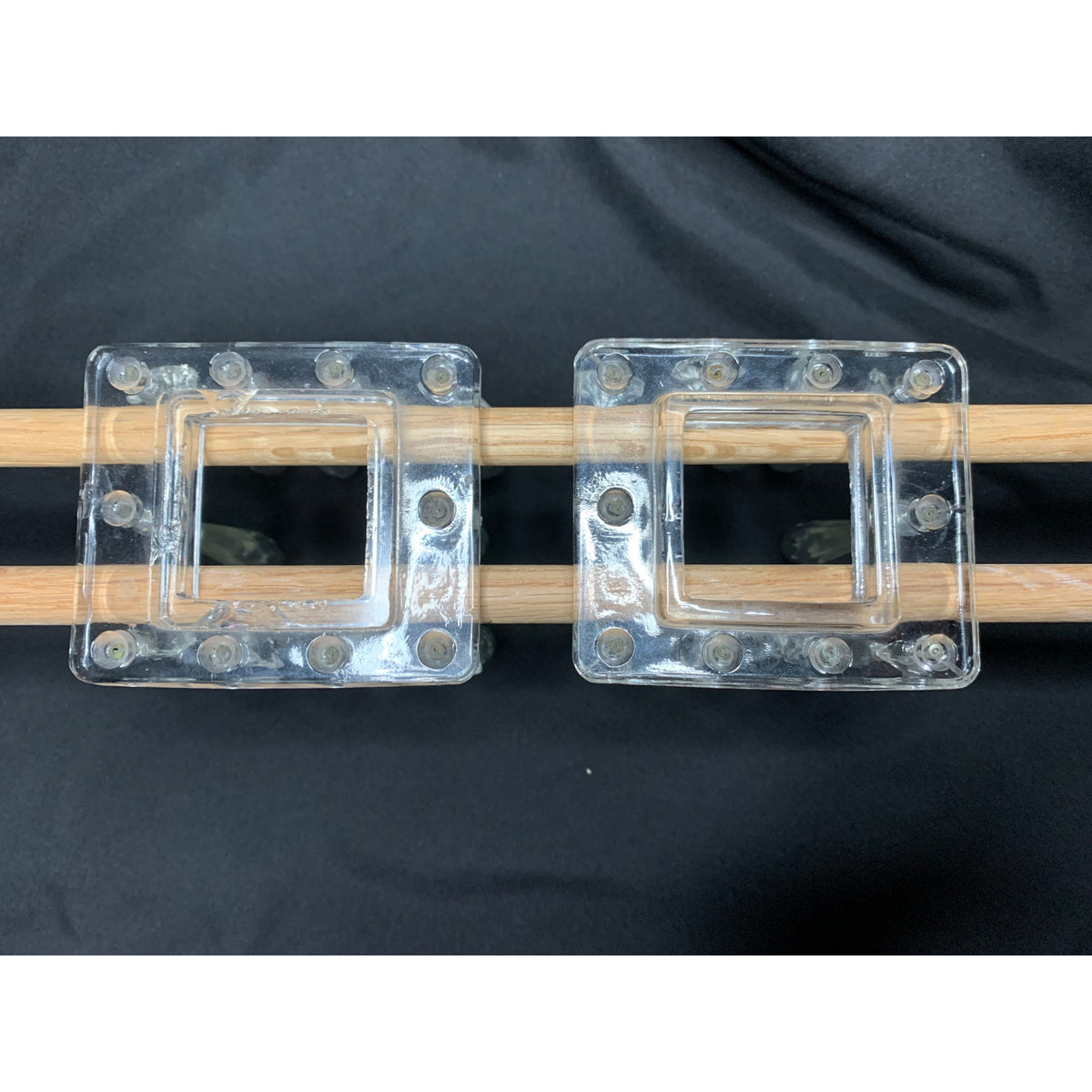 Vintage Lead Crystal Square Bobeches 16 Hanging Prisms Chandelier Pair