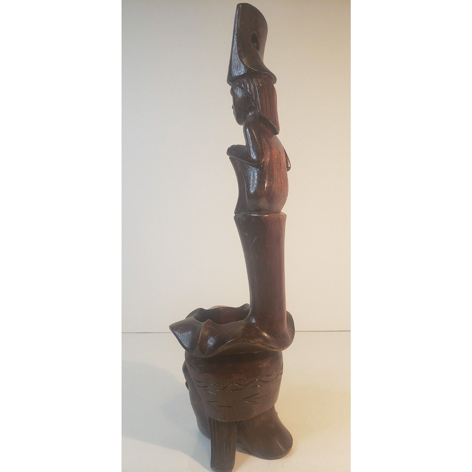Vintage Igorot Ifugao Philippine Hand-Carved Wood Offering Ladle Bowl 14"
