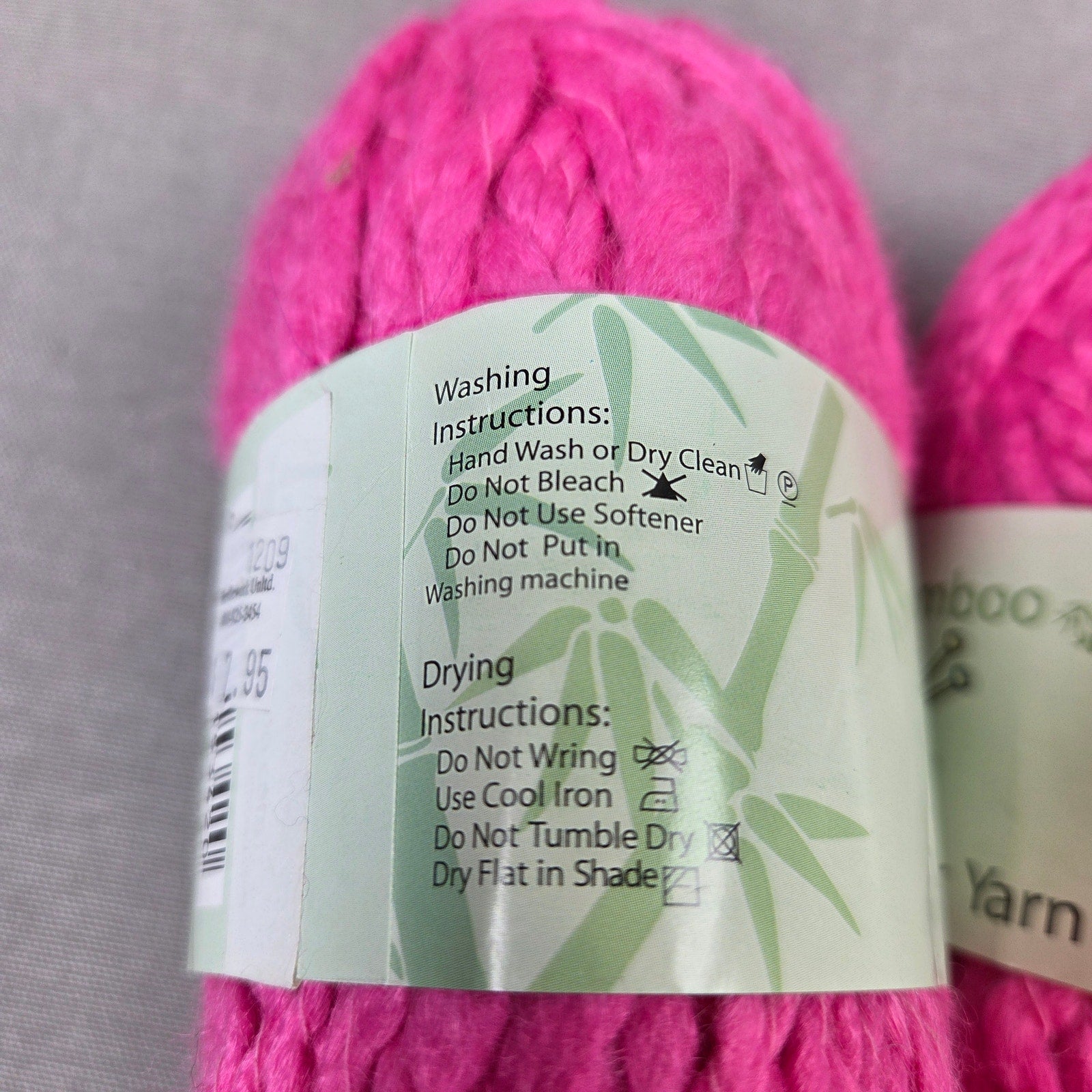 Think Bamboo Fiber Yarn Lot of 2 Style B912 Pink Color 923 Bulky Wool Blend