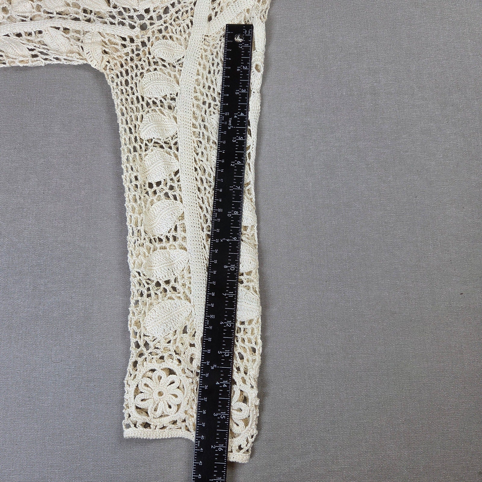 Unbranded Crochet Lace Cardigan Open Knit Floral Button Front Sweater