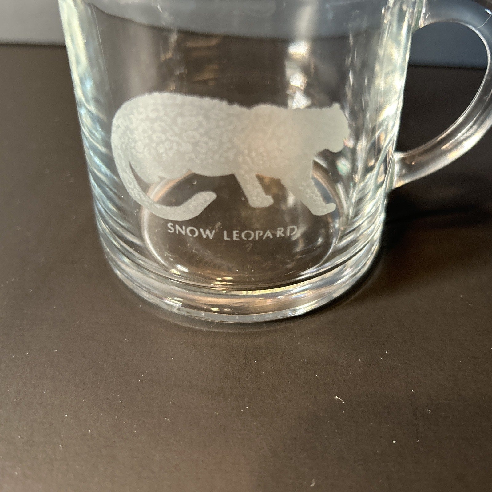 Luminarc France Endangered Species Etched Glass Espresso Mugs Set of 7 Vintage
