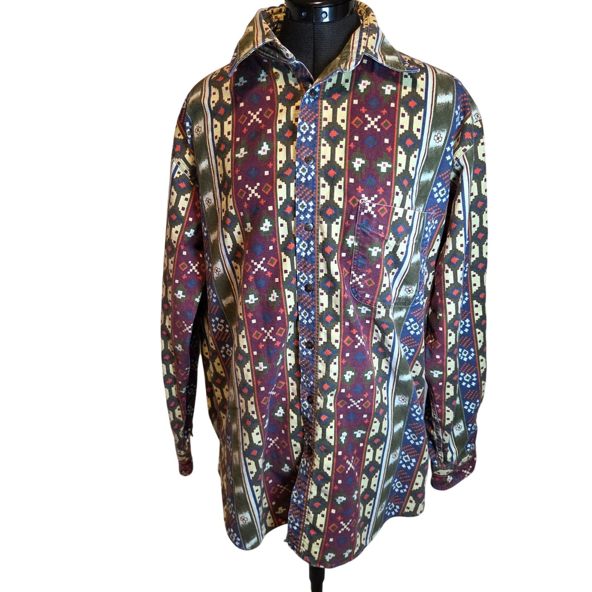 Vintage Woolrich Southwestern Geometric Shirt Mens L USA Cotton Western 90s
