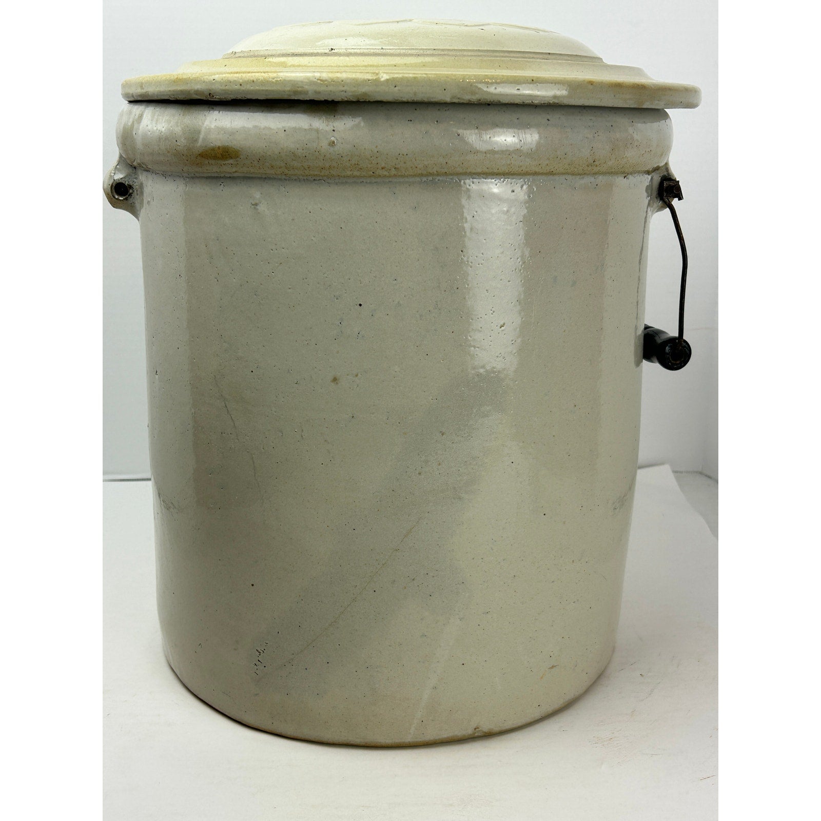 Red Wing Stoneware 5 Gallon Crock w/ Bail Handles & Button Lid, Patented 1915,
