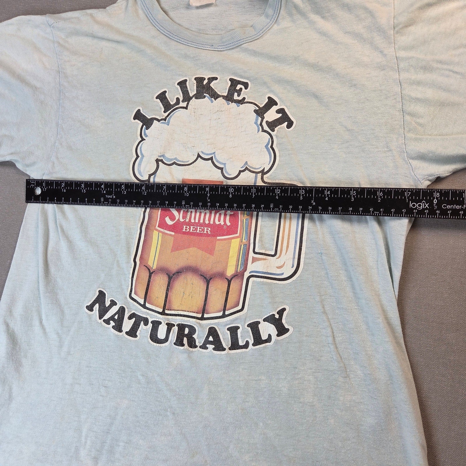 Schmidt Beer I Like It Naturally Vintage Single Stitch T Shirt USA Small 80s