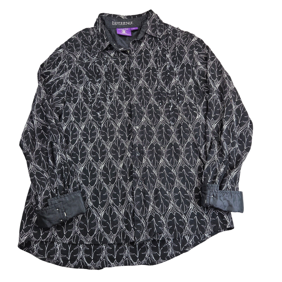 Jimi Hendrix Experience Purple Label XL Black Embroidered Button Down Shirt