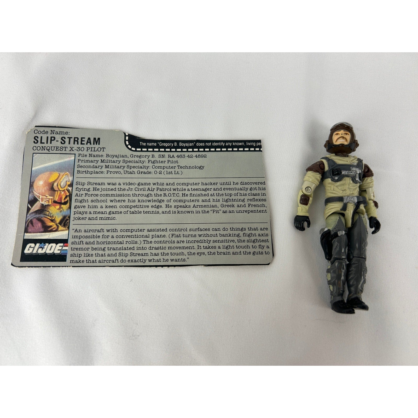 GI Joe Slip Stream Conquest X-30 Pilot Complete with File Card 1986