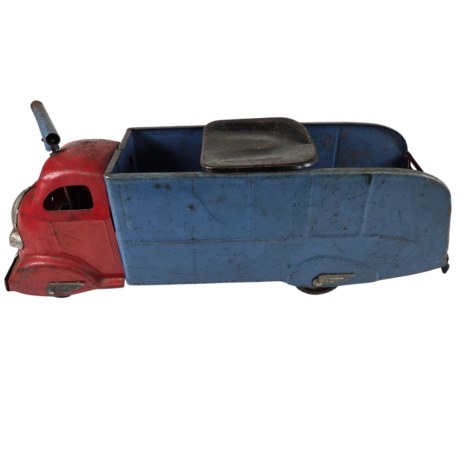 Louis Marx Ride On Toy Truck Vintage Pressed Steel Snap Mascot Graphic