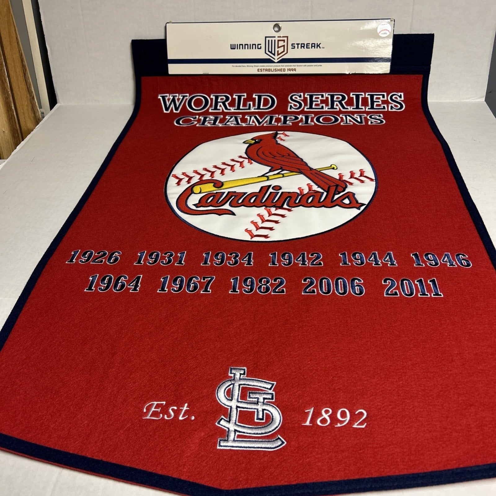 St. Louis Cardinals Wool Blend MLB Champions Banner, 24" x 36"