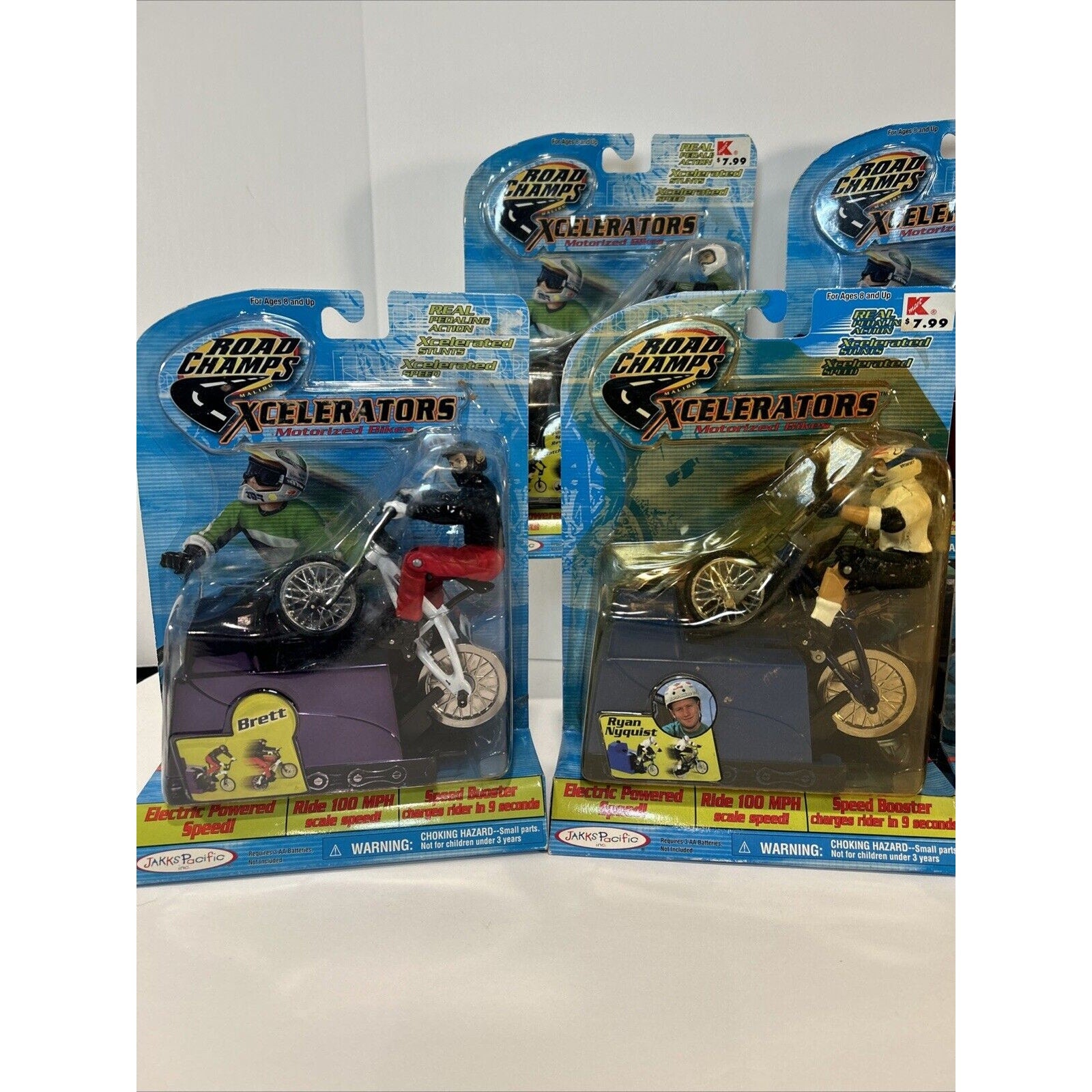 Complete Set of 7 Road Champs Xcelerators Motorized Bikes Jakks Pacific MOC