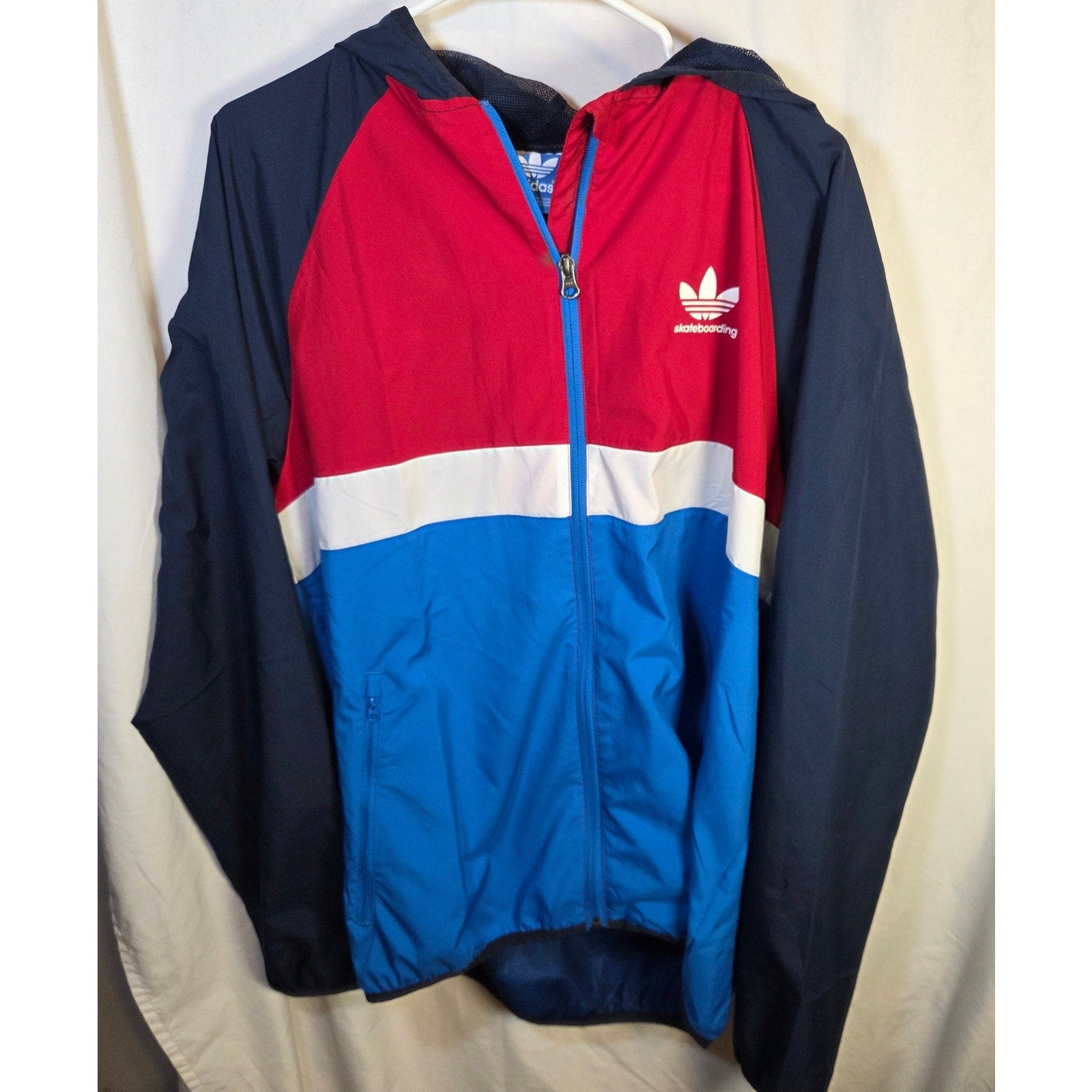 Adidas Skateboarding Climaproof Windbreaker Jacket L Blue Red White 2014