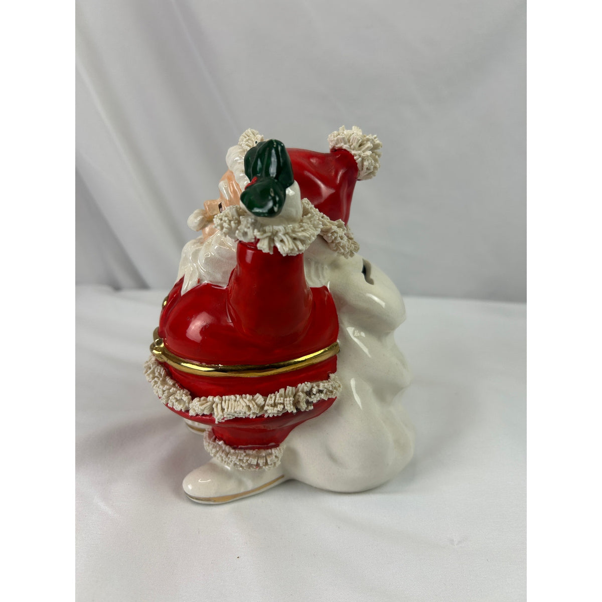 Vintage 1950s Ceramic Spaghetti Trim Santa Claus Coin Bank Japan Christmas