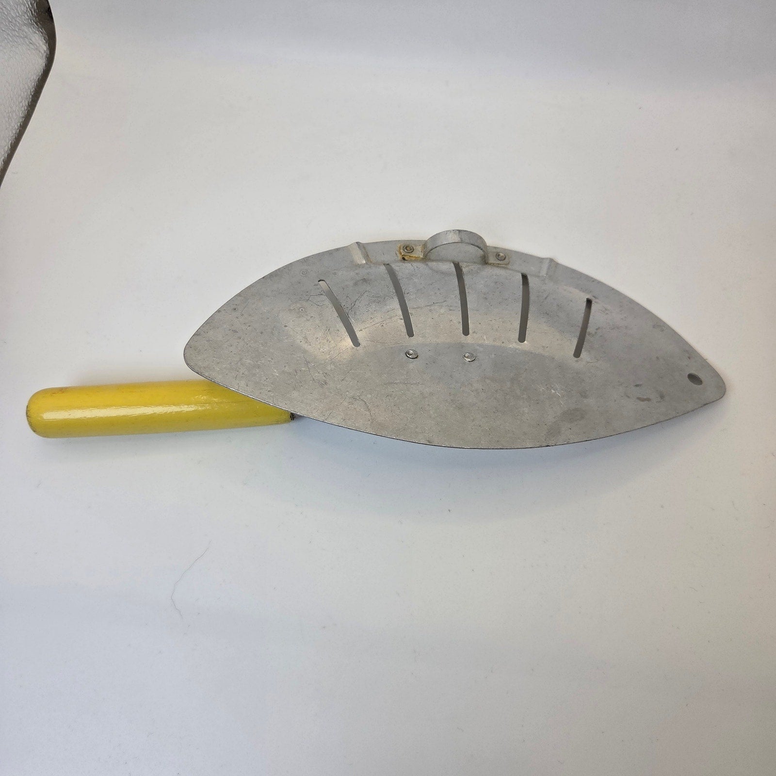 Foley Vintage Aluminum Food Press Rocker Chopper Masher Yellow Handle USA