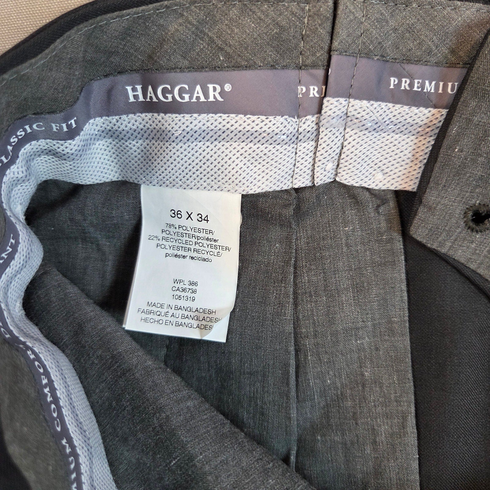 Haggar Premium Comfort Dress Pants 36x34 Classic Fit Gray NWT Wrinkle Free