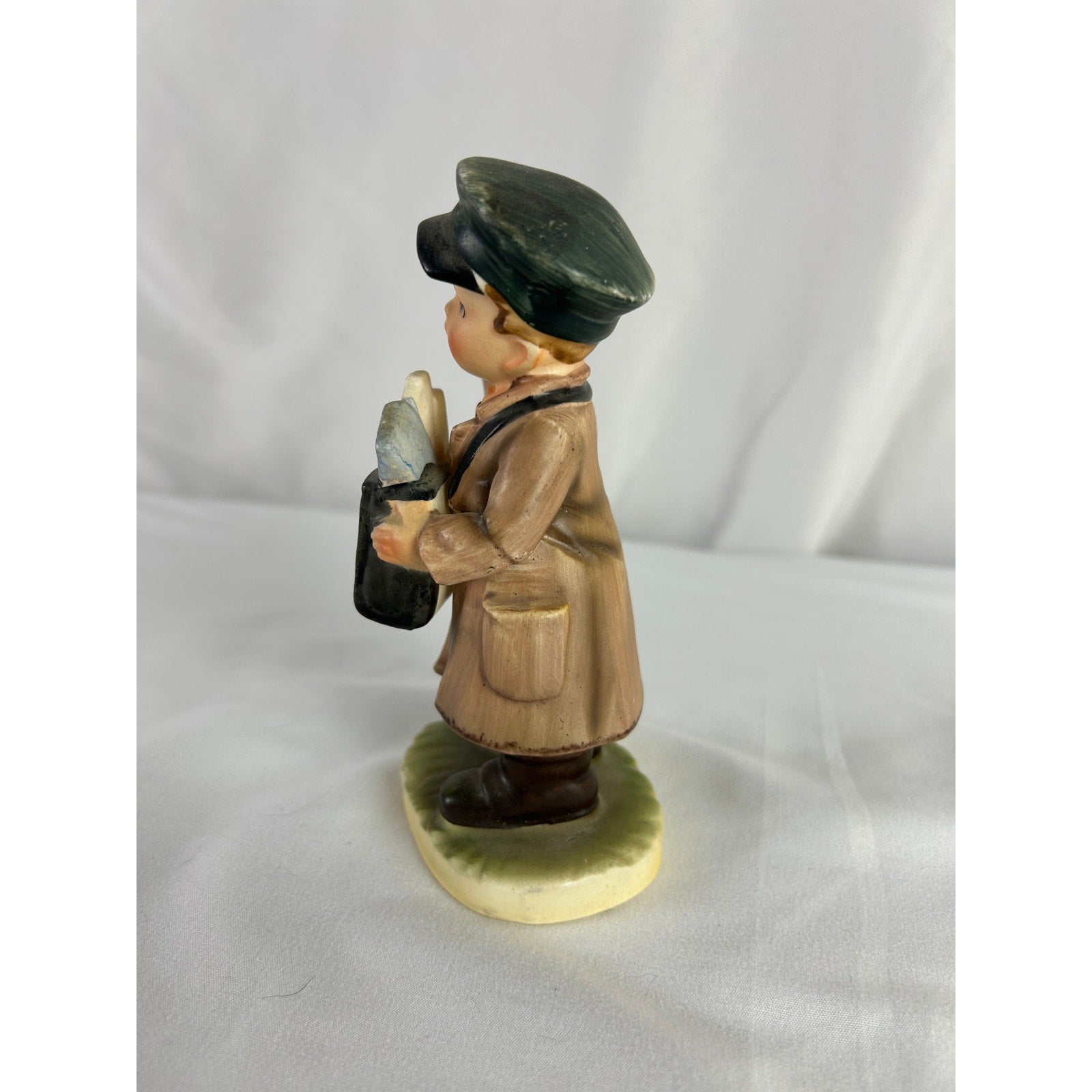 Vintage Japan Boy Mail Carrier Figurine Letters Satchel C8748