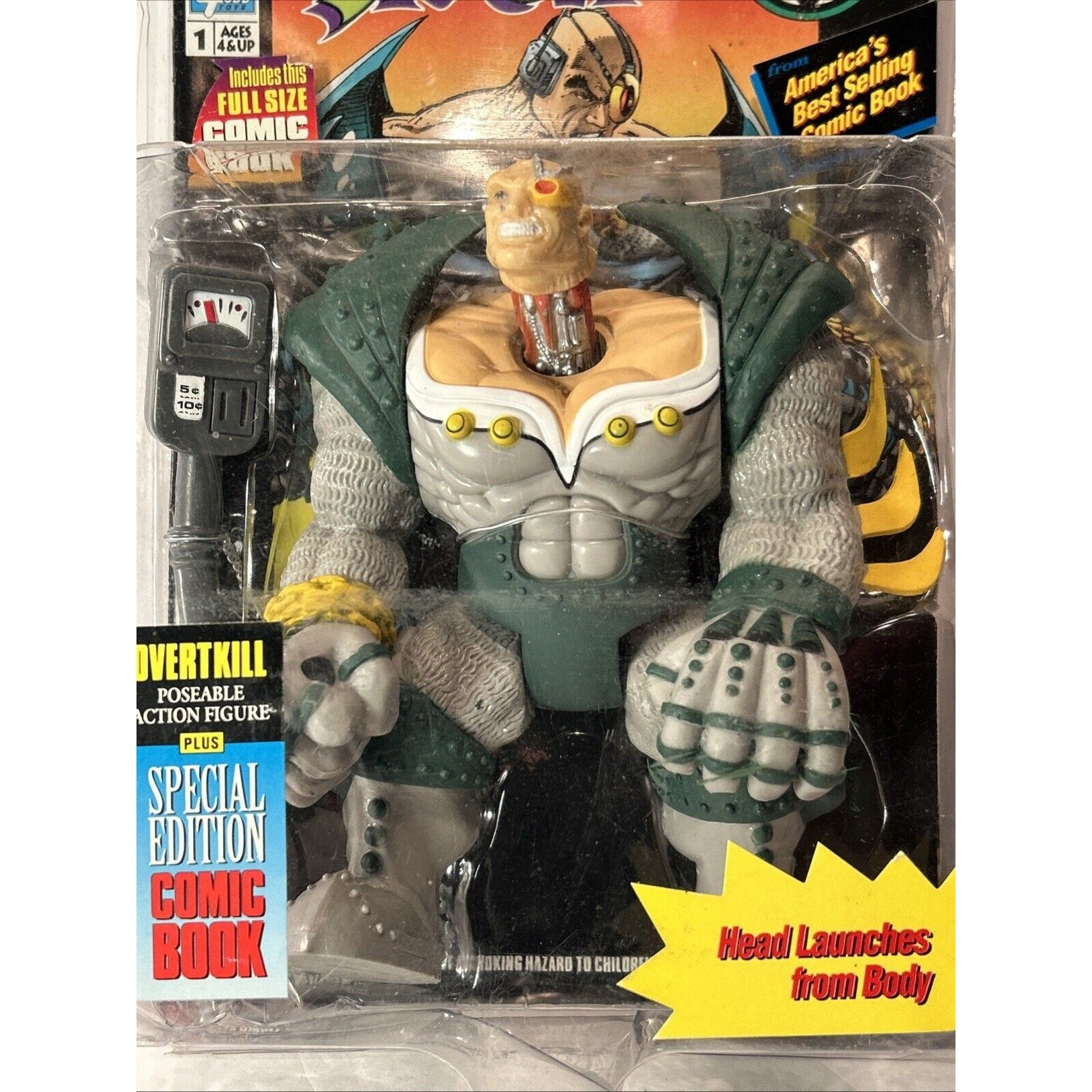 1994 McFarlane Spawn OVERTKILL Action Figure With Special Edition Comic Teal