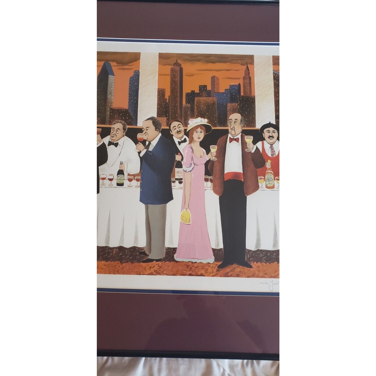 Guy Buffet Signed Wine Tasting Ltd Ed Print 354/500 Framed 26.5" x 43.5"