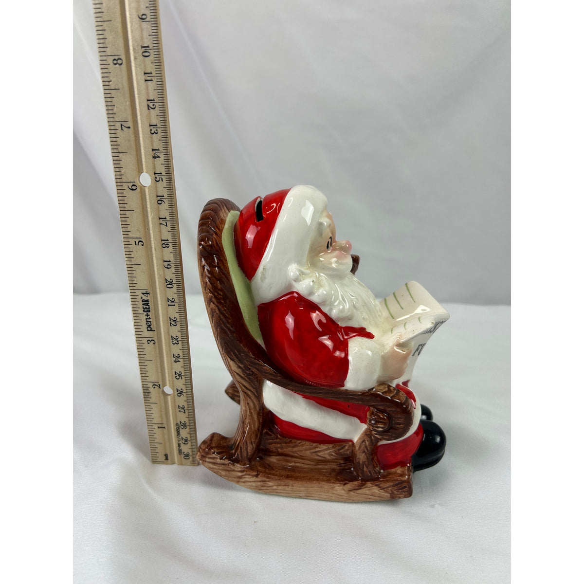 Vintage Lefton Santa Claus Christmas Fund Coin Bank Rocking Chair Japan