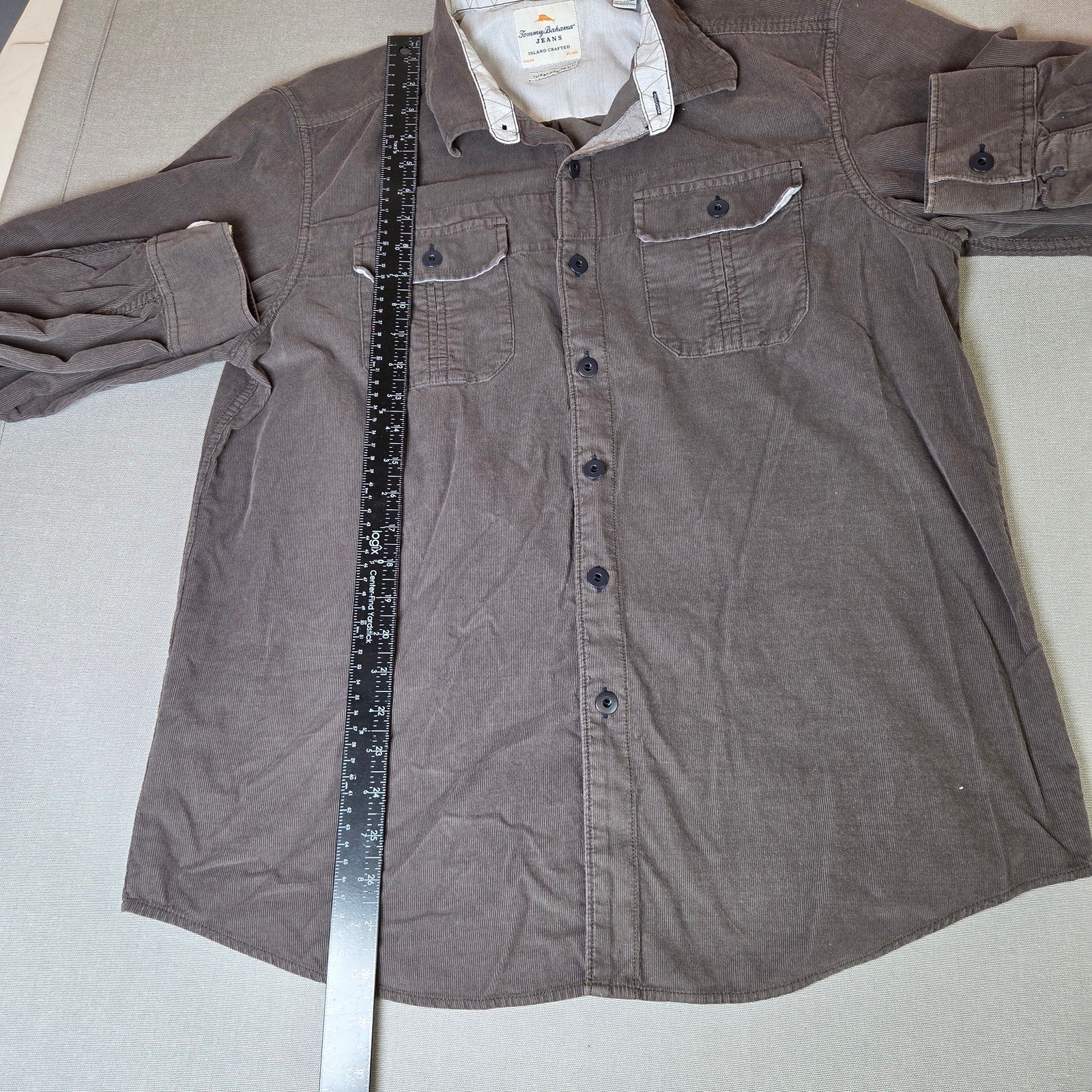 Tommy Bahama Jeans Mens Button Down Long Sleeve Ribbed Corduroy Shirt LG